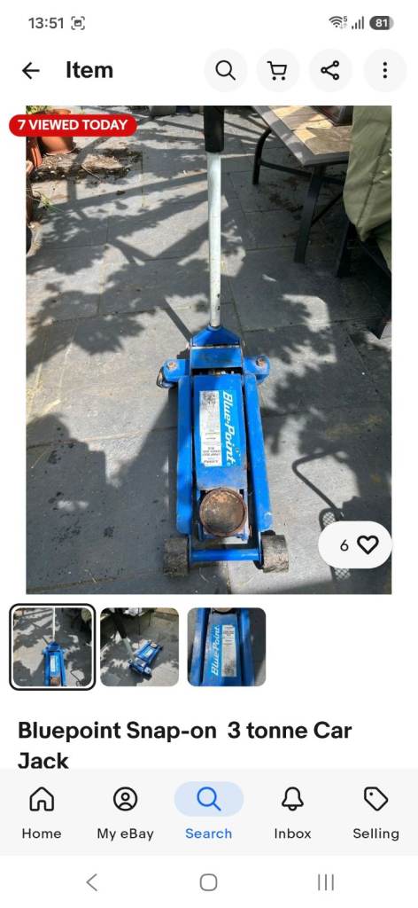 Bluepoint Snap-on 3 Tonne Car Jack