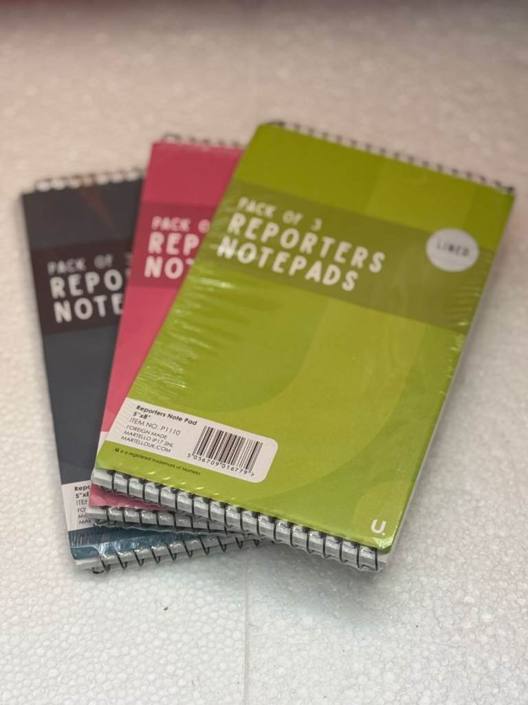 Pack of 3 Reporters Notepads – Lined 5"×8" Spiral Pads