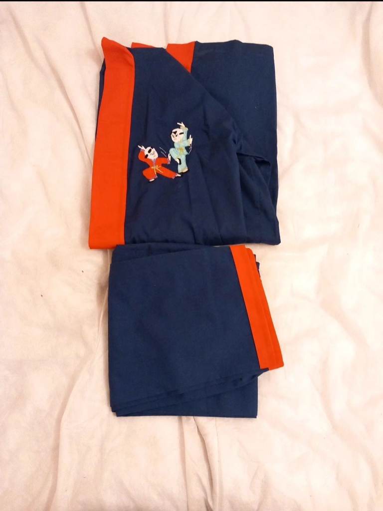 Vintage 70s/80s Plum Blossoms Chinese Pajama Set - Kids Size 14