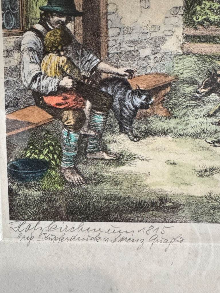 Vintage French picture with signature.1815.