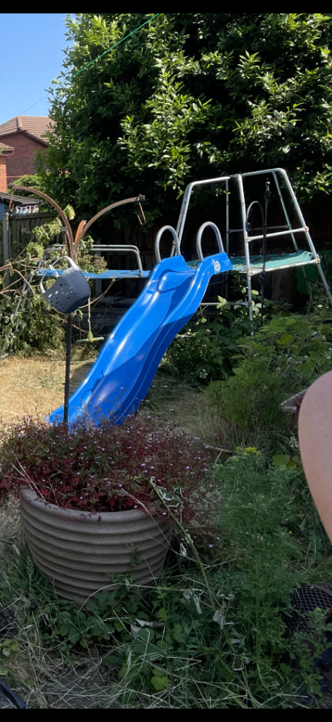 Climbing frame and slide 