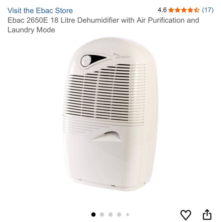 Ebac 2650E 18 Litre Dehumidifier – Air Purification, Laundry Mode