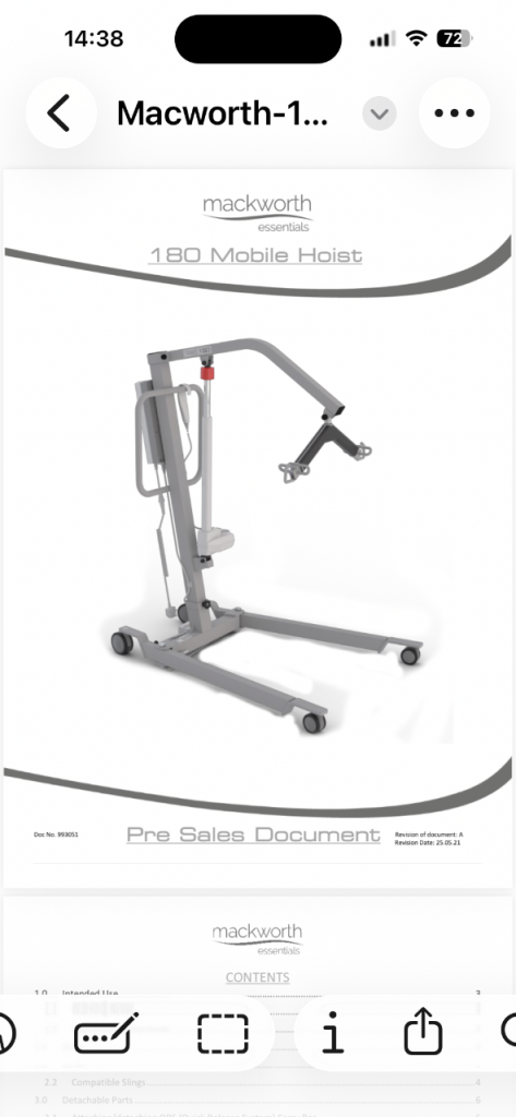 Mobile Hoist for safe patient movement.