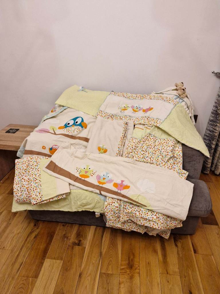 Nursery Bundle - curtains, cot duvet, blankets,sheets, cot organiser, all matching.