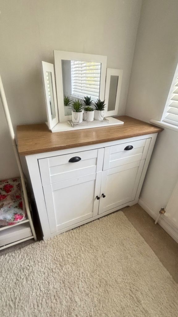 White Ikea Wooden Dressing Table with Drawers and Cupboards