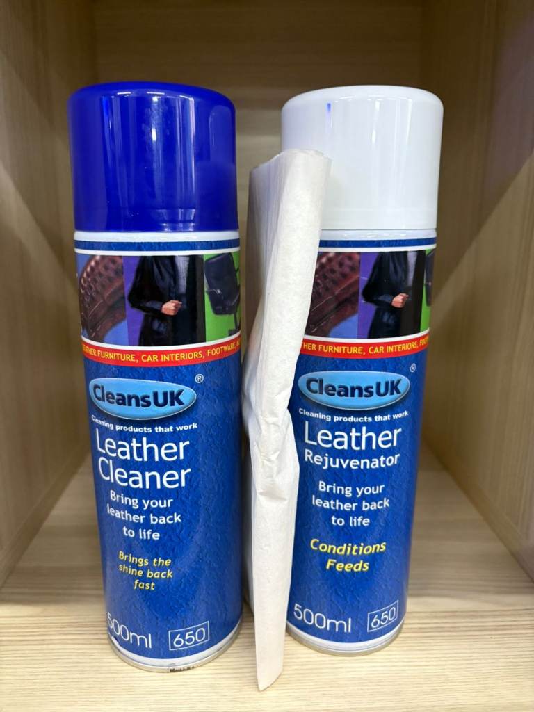 CleansUK Leather Cleaner and Rejuvinator 500ml each kit - Supplied with 5 cloths - £20+VAT