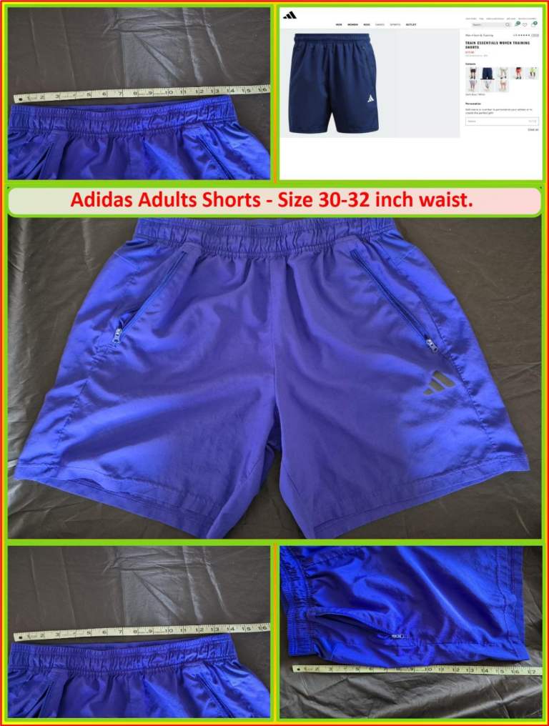 Adidas Adult Blue Shorts 30-32 inch waist, Good Condition