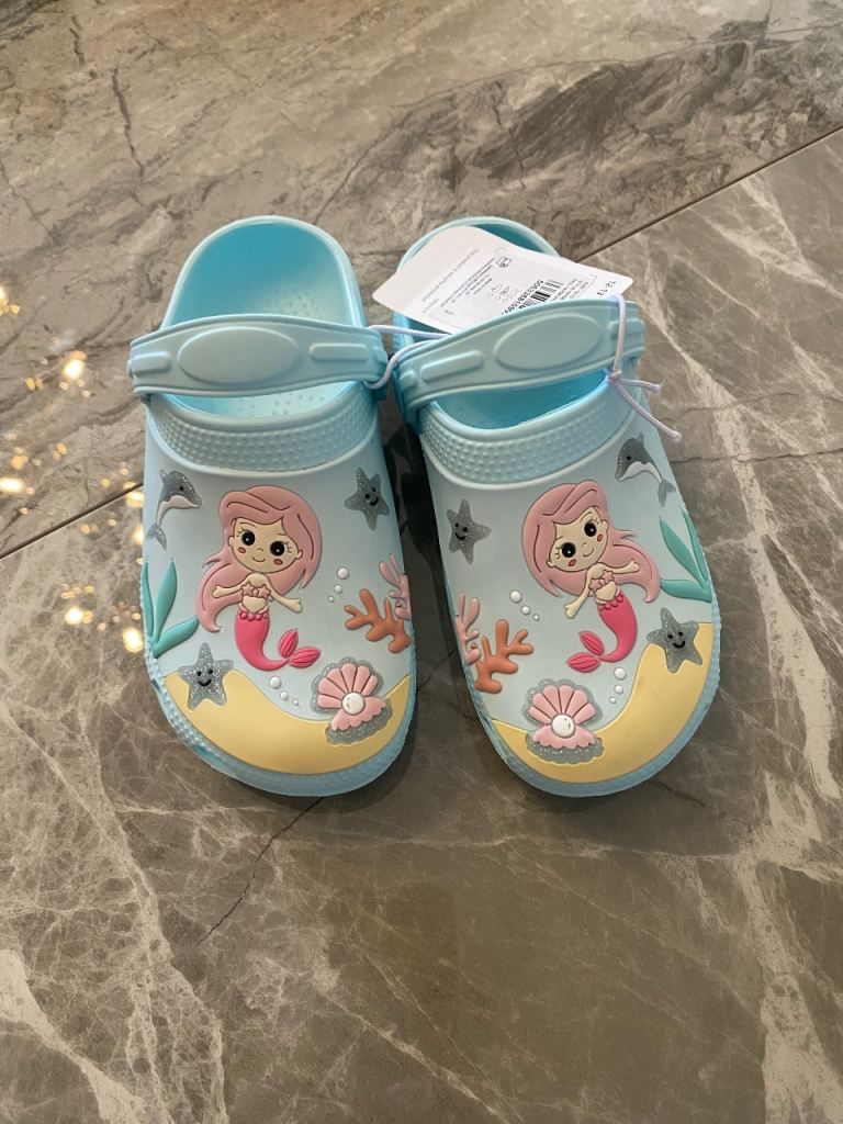 New Kids Mermaid Clogs - Blue, Size 12/13