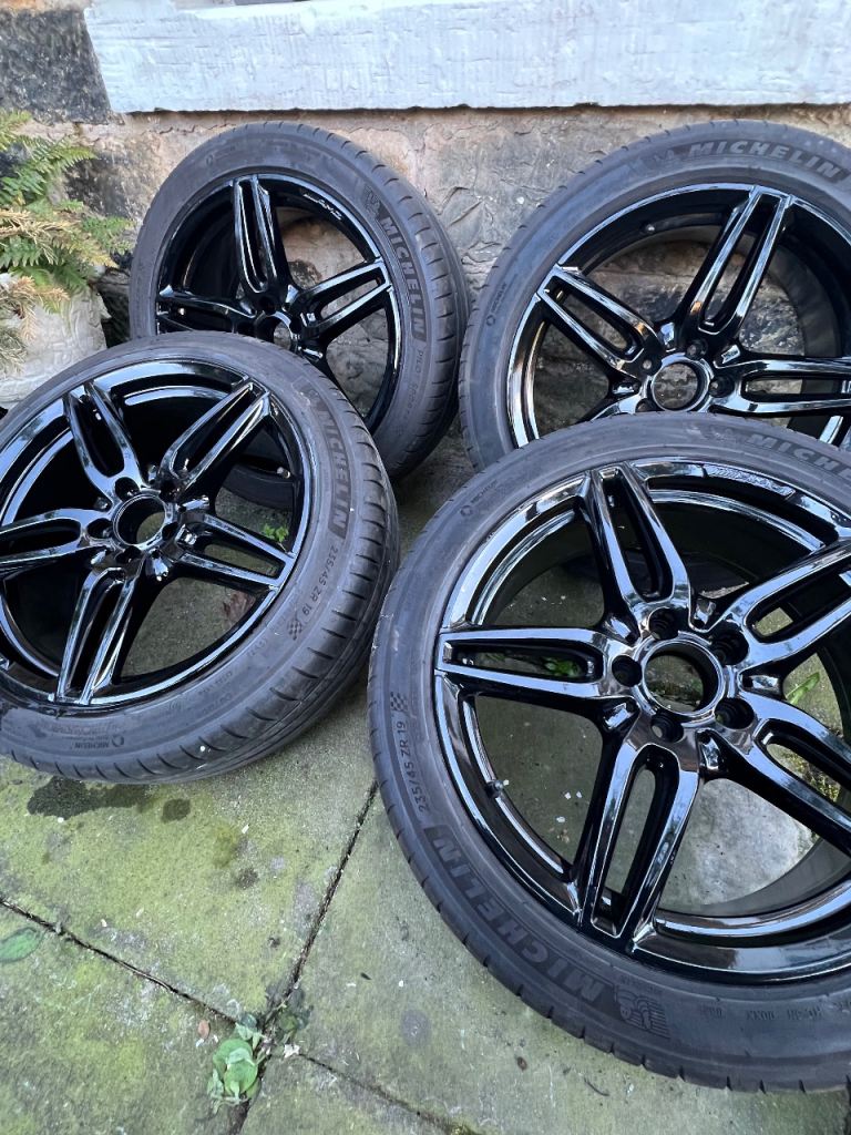 Genuine 19” Mercedes AMG 5 Twin Spoke Alloy Wheels with Michelin Pilot Sport 4 Tyres – Gloss Black
