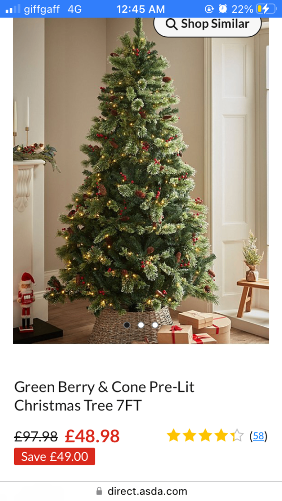 image for 7ft pre lit berry and acorn Christmas tree