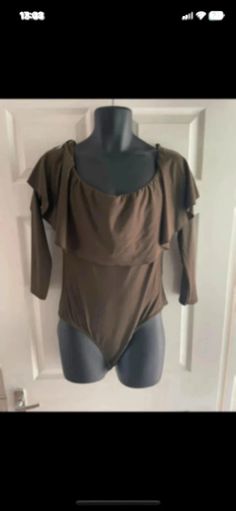 Girls on film brown off shoulder bodysuit in size 16