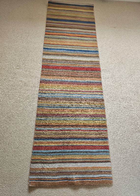 Rug russet multi stripe 140x70cm hall runner Hand made John Lewis   Smoke and pet free home 