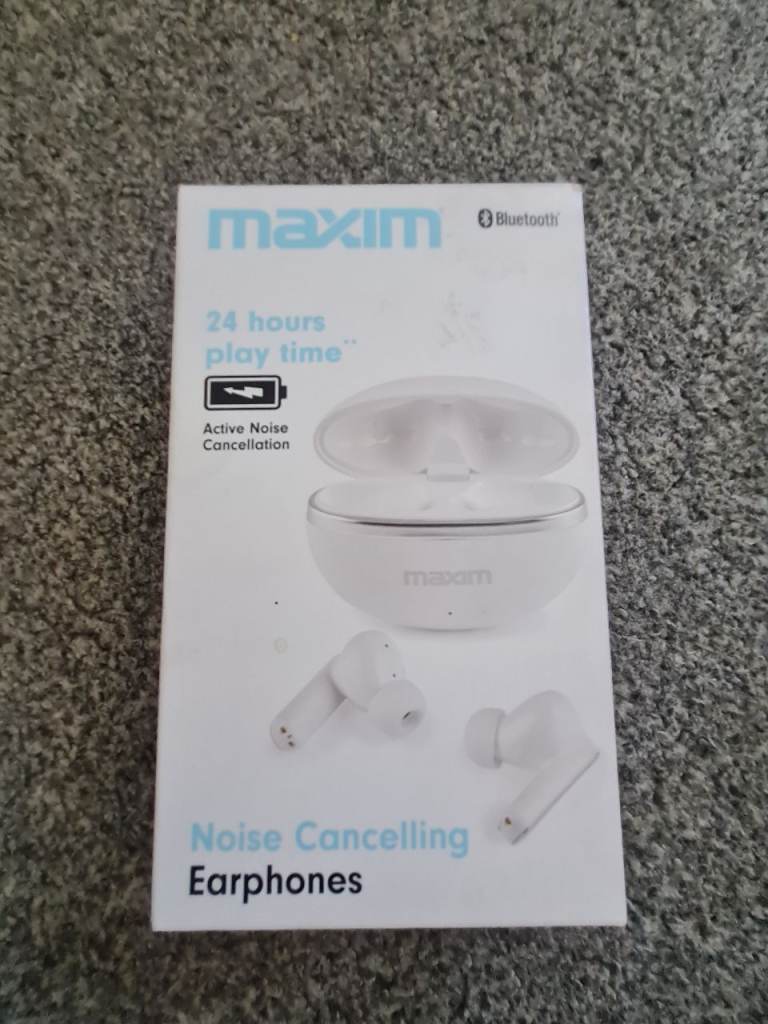 Maxim Noise Cancelling Earphones - New, White