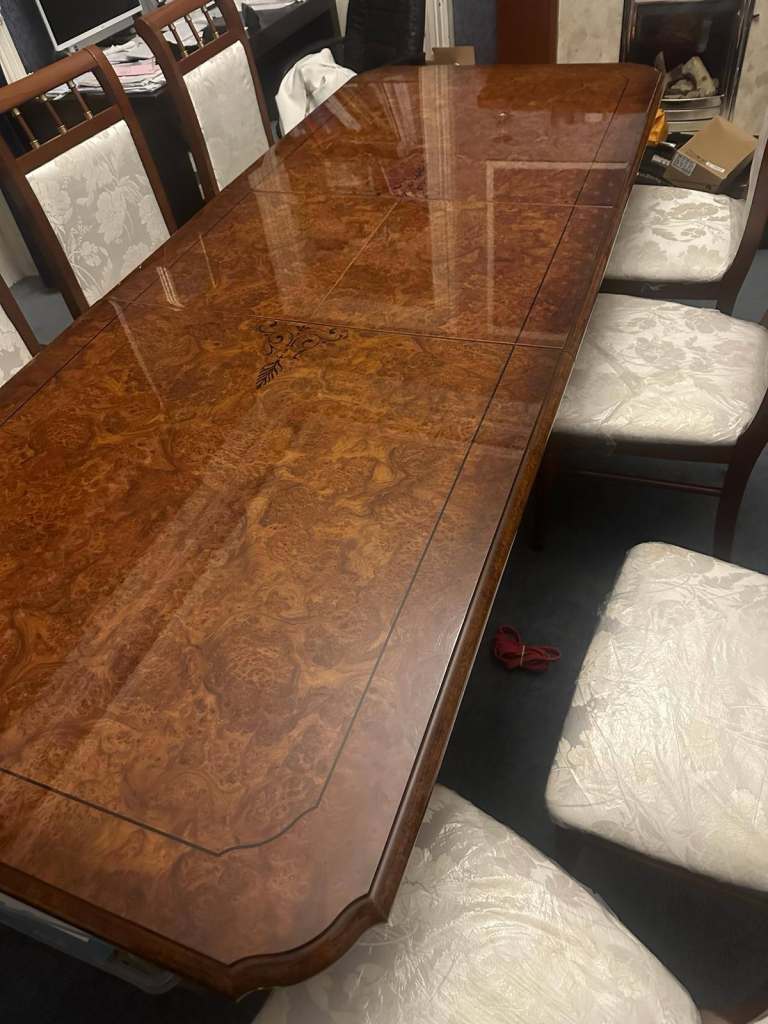 Italian extending dining table and 8 chairs £495