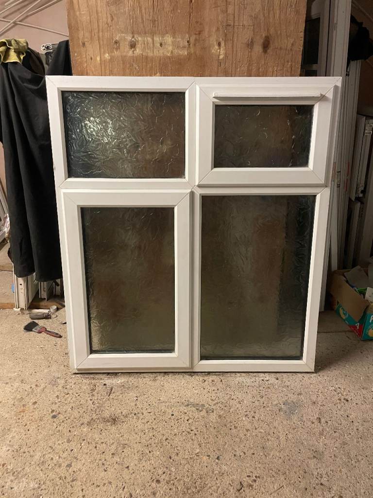 H 128 x W 114 cm - UPVC DOUBLE GLAZED WINDOW- OBSCURE GLASS (REF: MJ298)