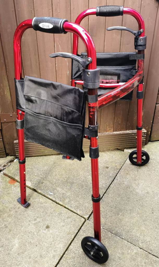 RED FOLDAWAY WALKING / ZIMMER FRAME PERSONAL MOBILITY