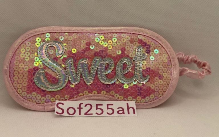 Sweet Sequin Sleeping Mask Pink and Silver Sparkly Sleep Mask