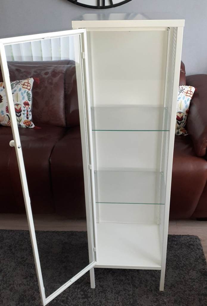 IKEA GLASS AND METAL MESH CABINET 