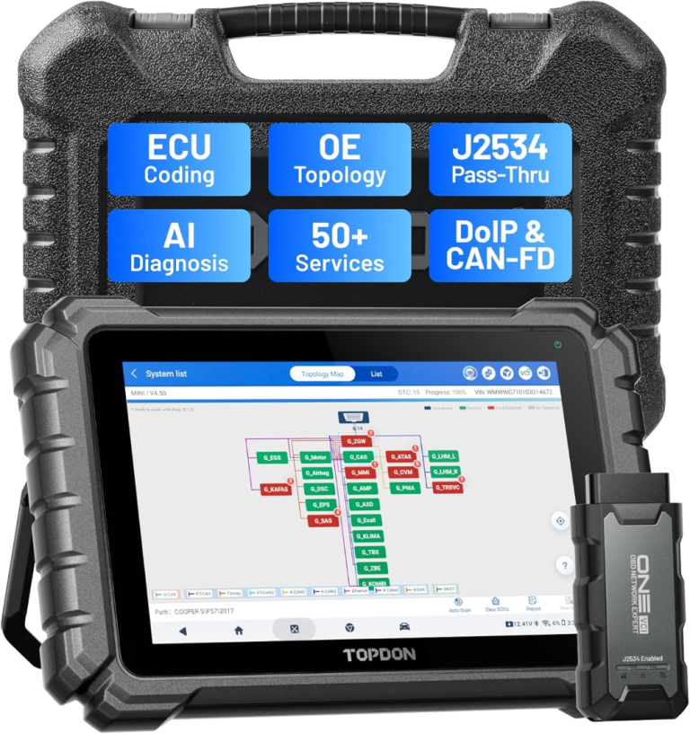 TOPDON ONE 10.1" Bidirectional Car Diagnostic Tool, ECU Coding & Over 50 Services, OE Topology