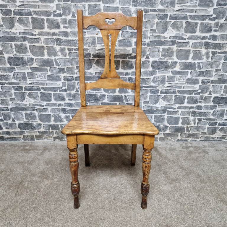 Antique Solid Oak Dining Chair – Arts & Crafts / Edwardian Style