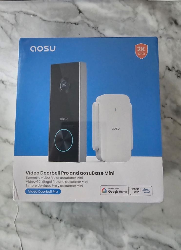 Brand new never opened aosu v8p doorbell camera and base + sd card