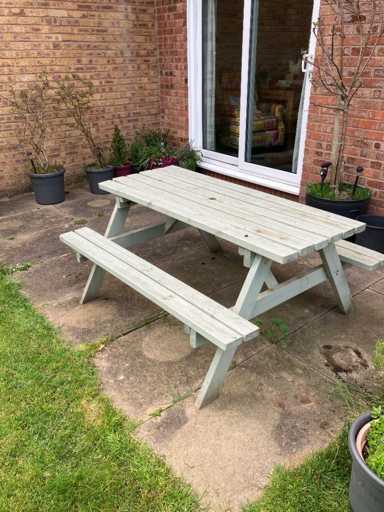 Solid wooden garden bench