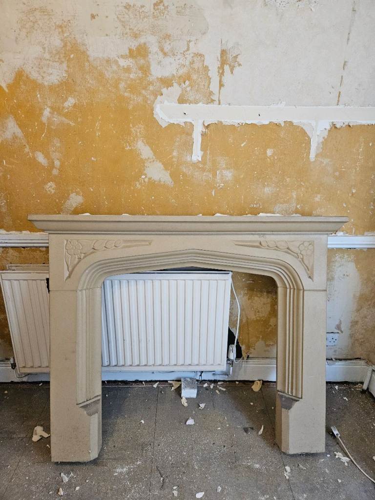 Cast Stone Fireplace Surround (Tudor Style) & Valor Gas Fire Set
