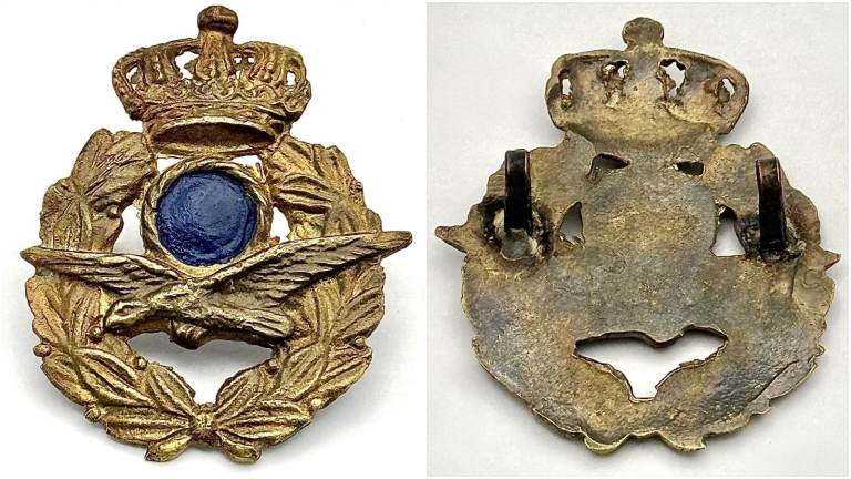 Rare Vintage World War 2/WW2 Greek Royal Hellenic Air Force Cap Badge circa 1940