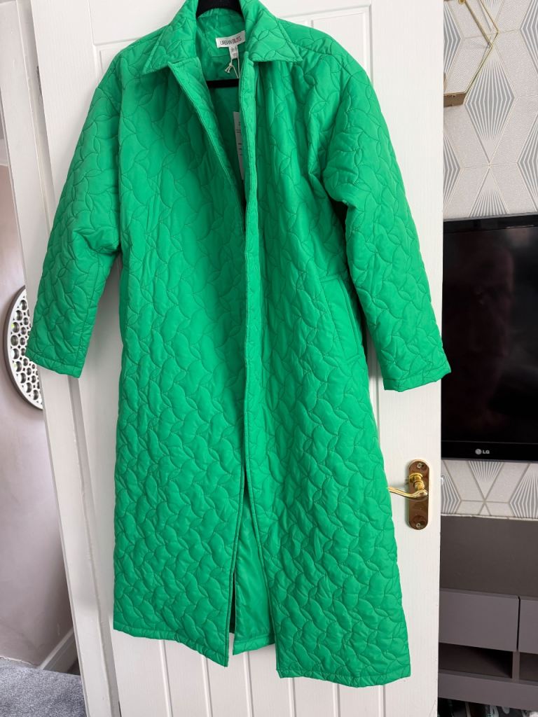 Urban Bliss Longline Quilted Jacket – Brand New, Green