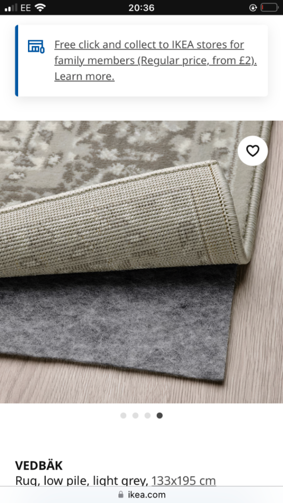 ikea vedbak light grey brand new rug