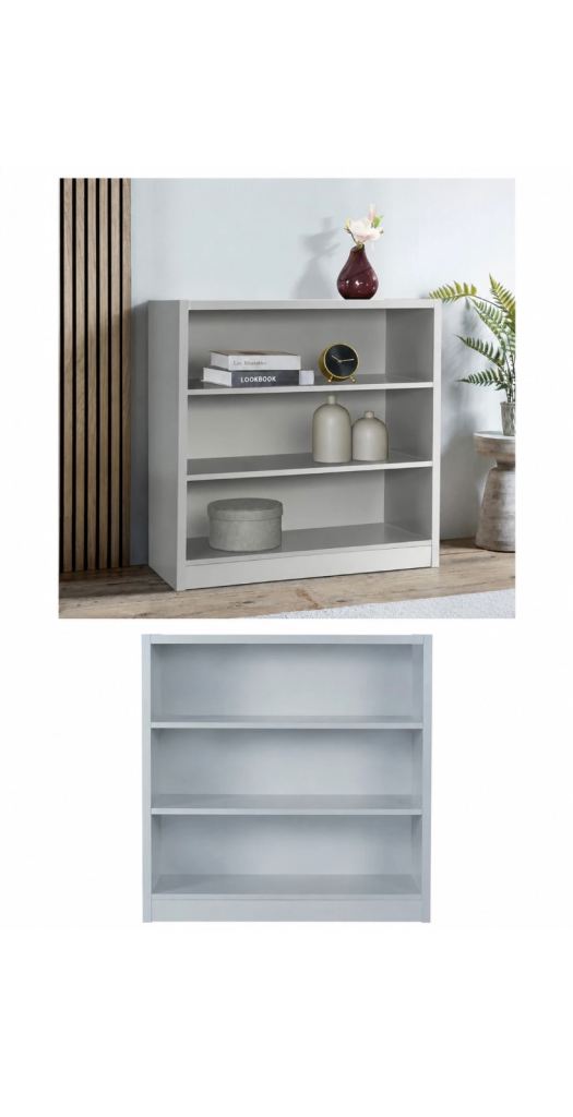 The Very Collection Metro Small Wide Bookcase in Grey