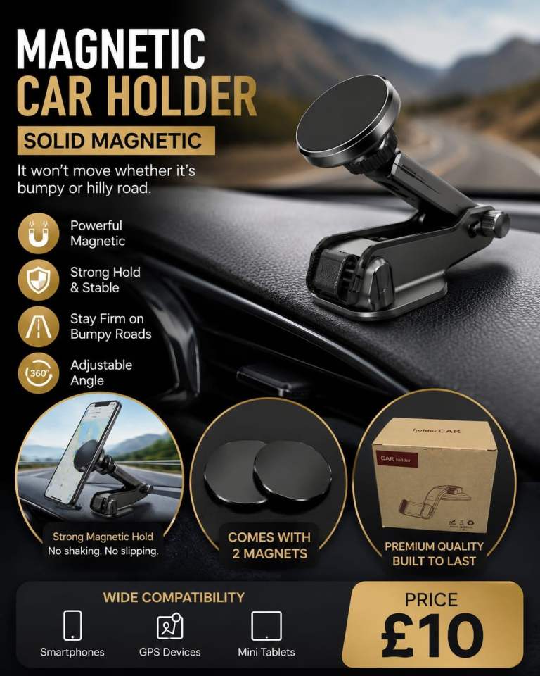 Magnetic Car Phone Holder – Strong & Adjustable
