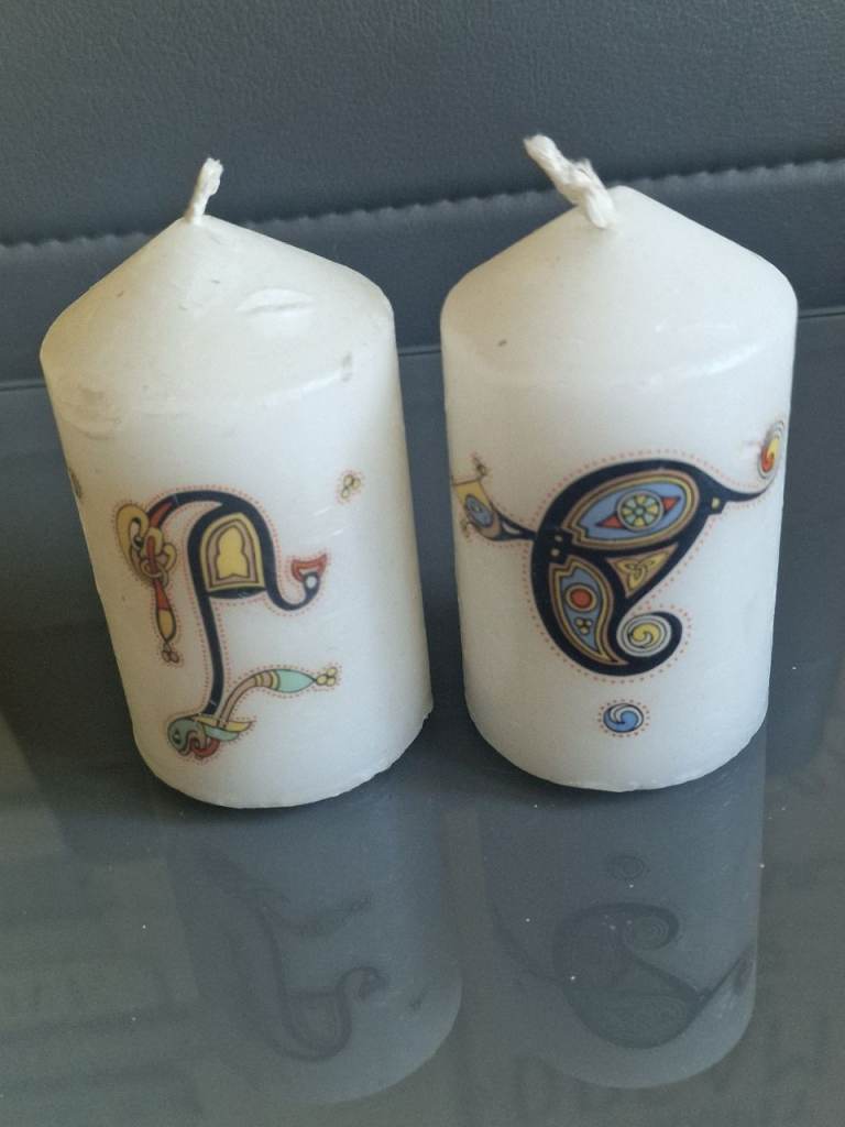 Decorative Celtic Design Pillar Candles (x2)