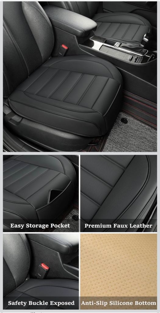 2 Pack PU Leather Front Car Seat Covers for Most Vehicles, Truck, SUV (Black)