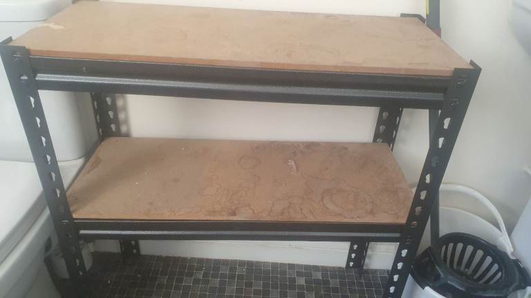 Sturdy Black Metal Garage Shelving Units –2 3 Tier, Good Condition