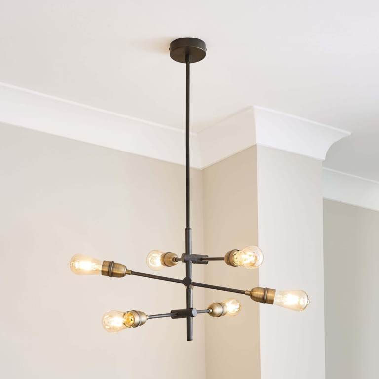 image for BRAND NEW (C) - Marsden Industrial 6 Light Suspended Ceiling Fitting Black - £40