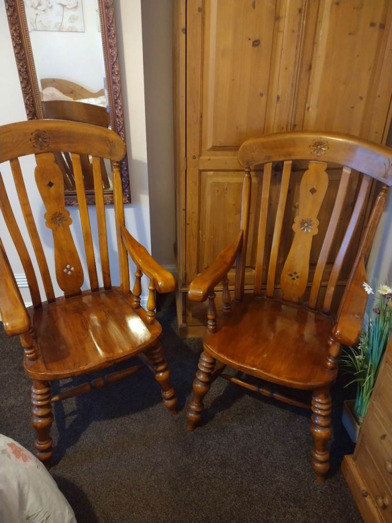 Two fantastic solid Farmhouse Carver Chairs