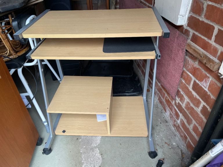 Light Wood Effect Computer Desk with Sliding Keyboard Tray