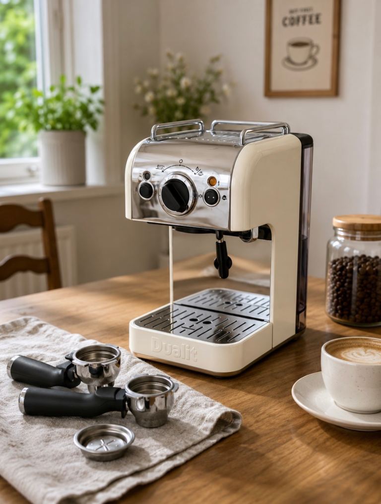 Dualit Espresso Coffee Machine - Cream & Chrome, As Good As New