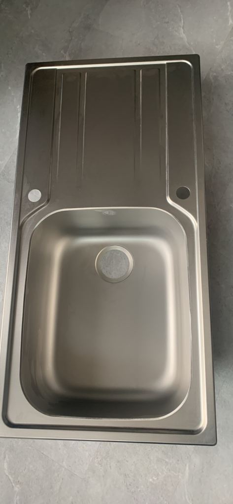 New B&Q Stainless Steel Kitchen Sink with Drainer - Single Bowl