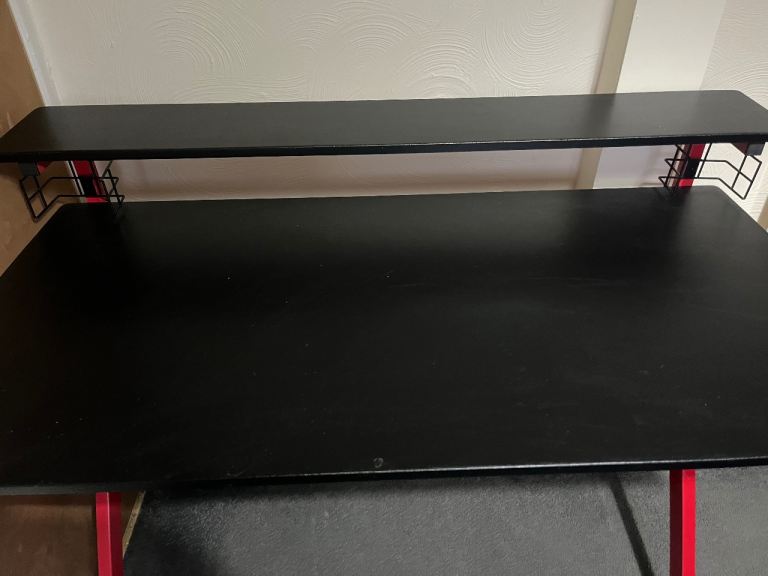 Red and black gaming desk