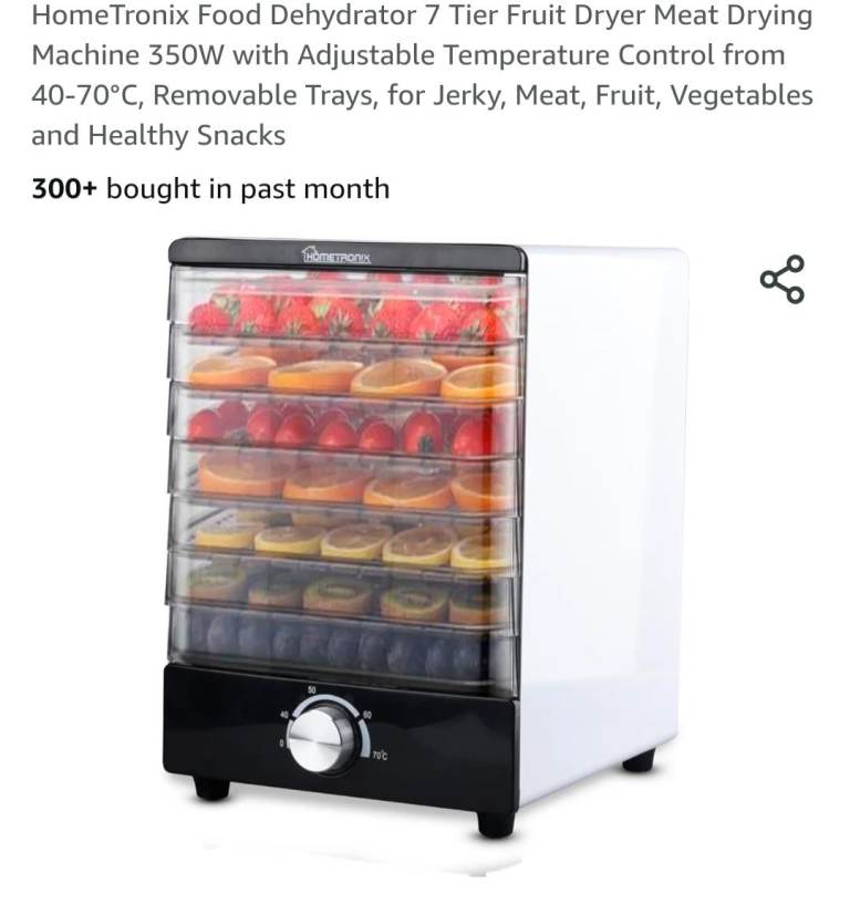 HomeTronix 7-Tier Food Dehydrator - New, White & Black