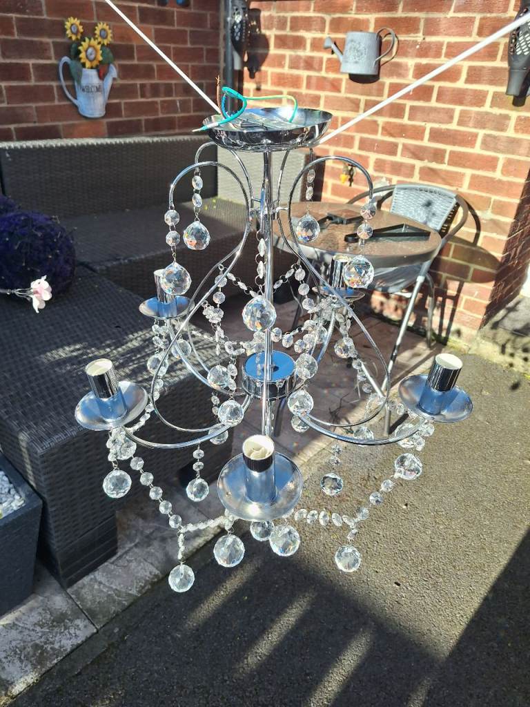 Chandelier 5 branch modern chrome finish IMMACULATE condition cost over £100