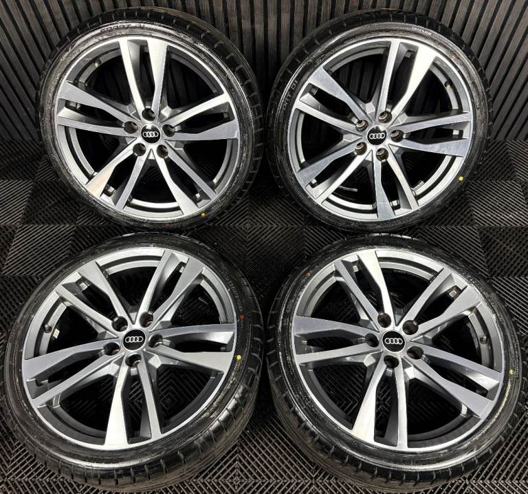 19'' GENUINE AUDI A4 B8 B9 A6 C8 S LINE 5 DOUBLE SPOKE ALLOY WHEELS TYRES