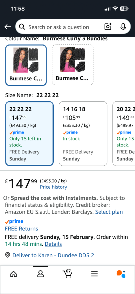 Human hair Amazon RRP £148