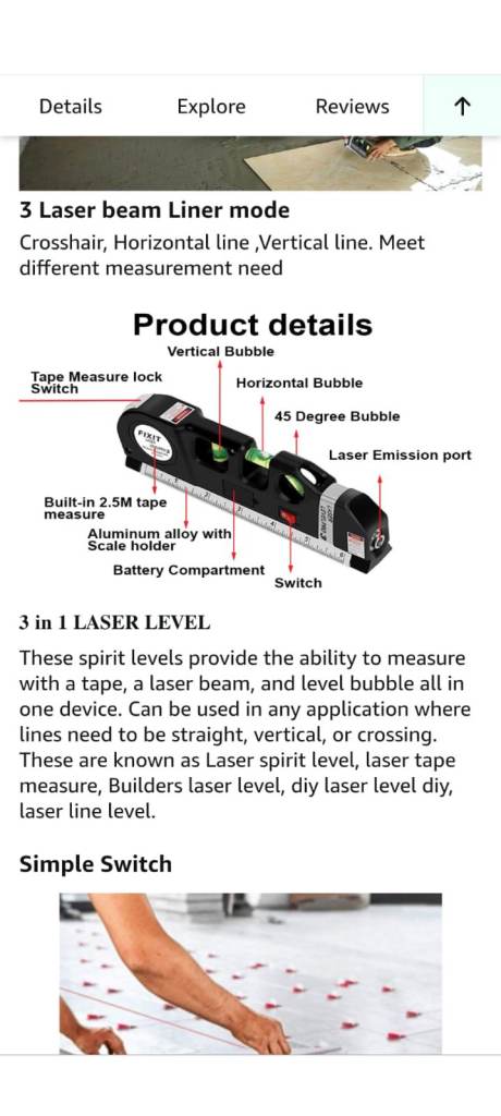 BBI Laser Level with Tape Measure and Spirit Levels