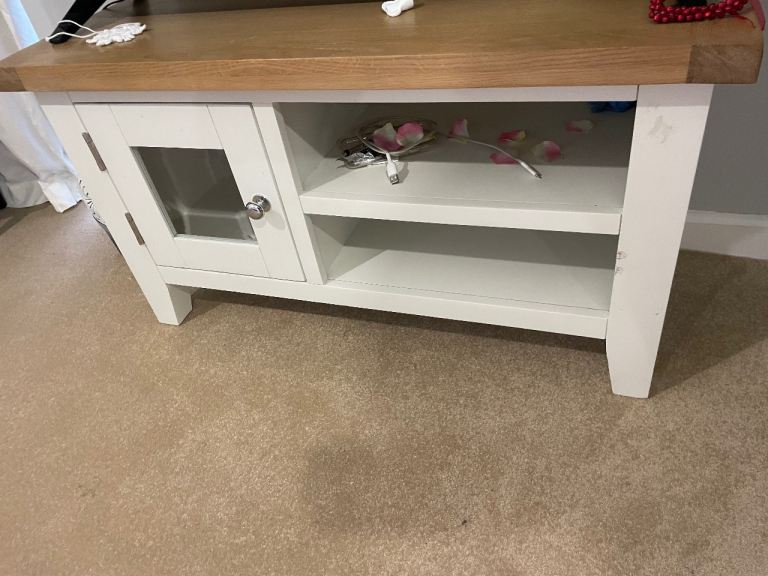Oak & White Wood TV Unit / Stand 
