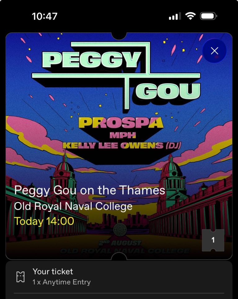 Peggy Gou on the Thames ticket