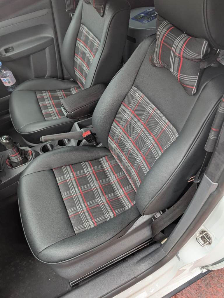 VW CADDY FRONT SEATS RED GTI TARTAN/LEATHER