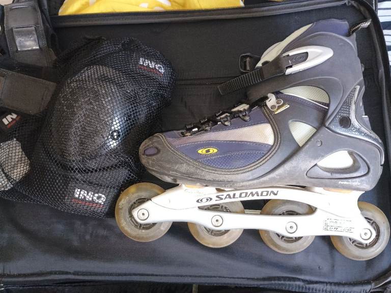 Men's Salomon DR 120 Inline Skates with Protective Pads & Carry Backpacks – Good Condition